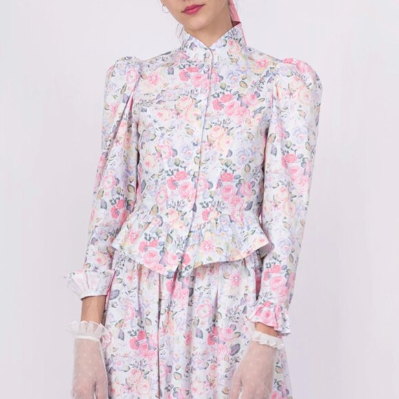 Laura Ashley x BATSHEVA Grace Blouse,  cotton button-down, prairie core, floral - Picture 1 of 7